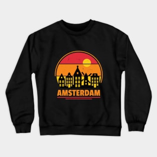 Amsterdam Skyline Retro Style Crewneck Sweatshirt